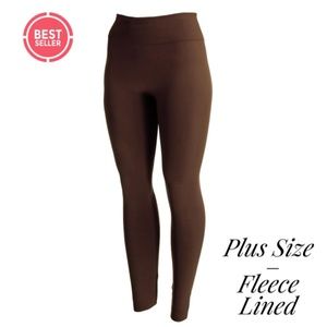 Brown Plus Size Fleece Lined Leggings